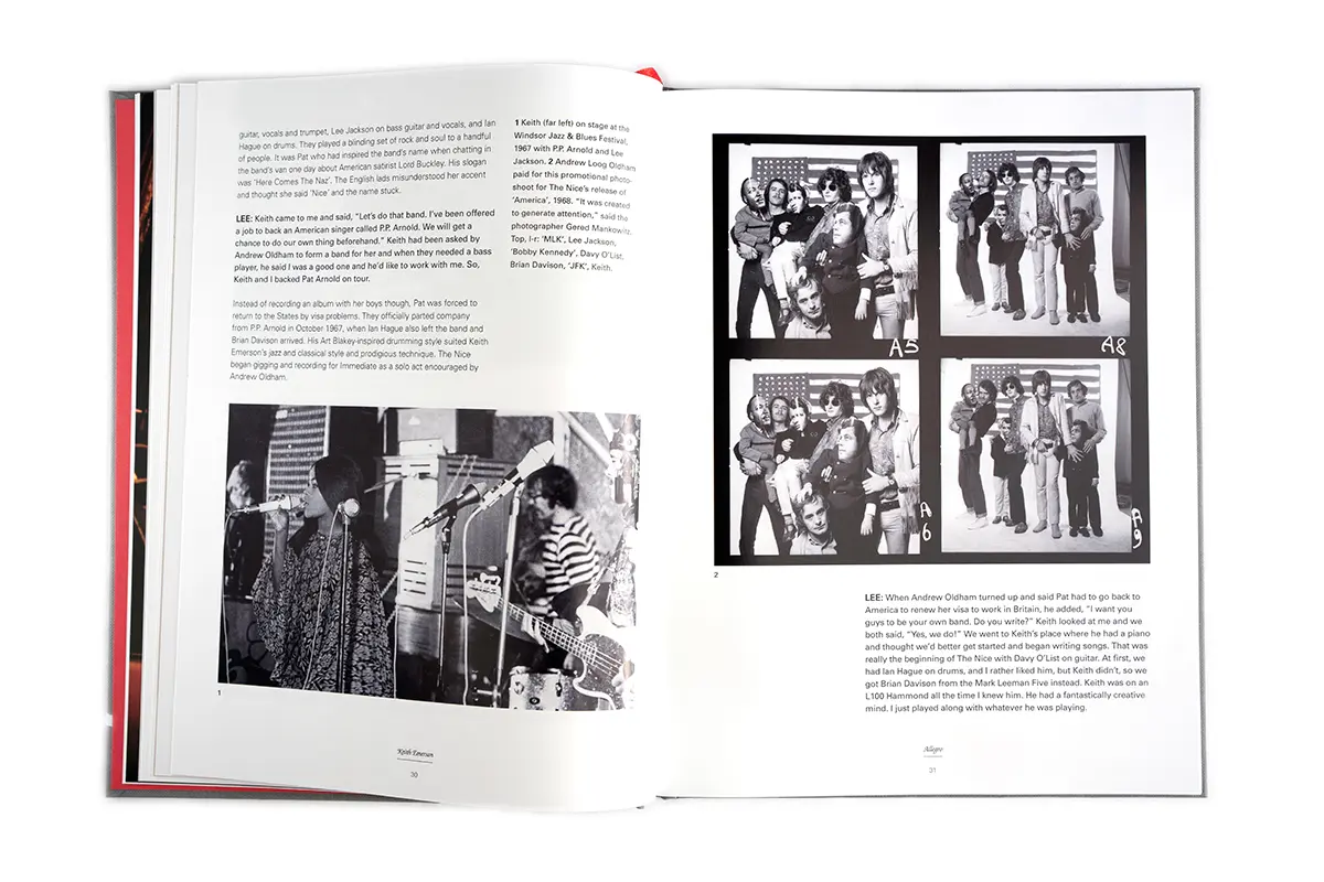 Spread from Keith Emerson: The Official Illustrated History by Chris Welch, published by Rocket 88